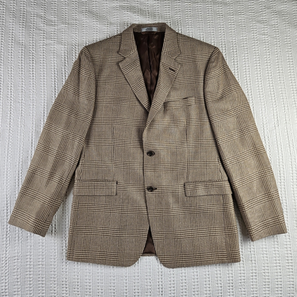 Lauren‎ Ralph Lauren Classic Brown Silk Wool Houndstooth Men's Blazer Size 42R